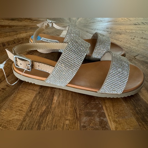 NEW Steve Madden Rhinestone Embellished Sandals Adjustable Women’s Sz 6.5 - Picture 2 of 5